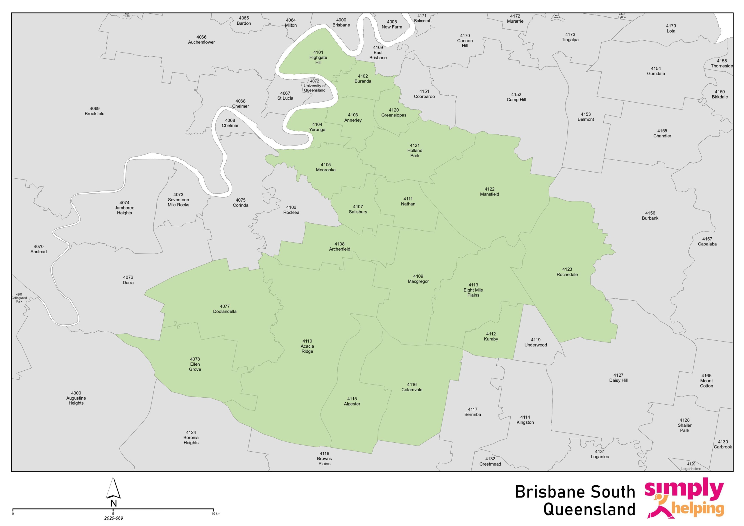 Map Brisbane South QLD - Simply Helping